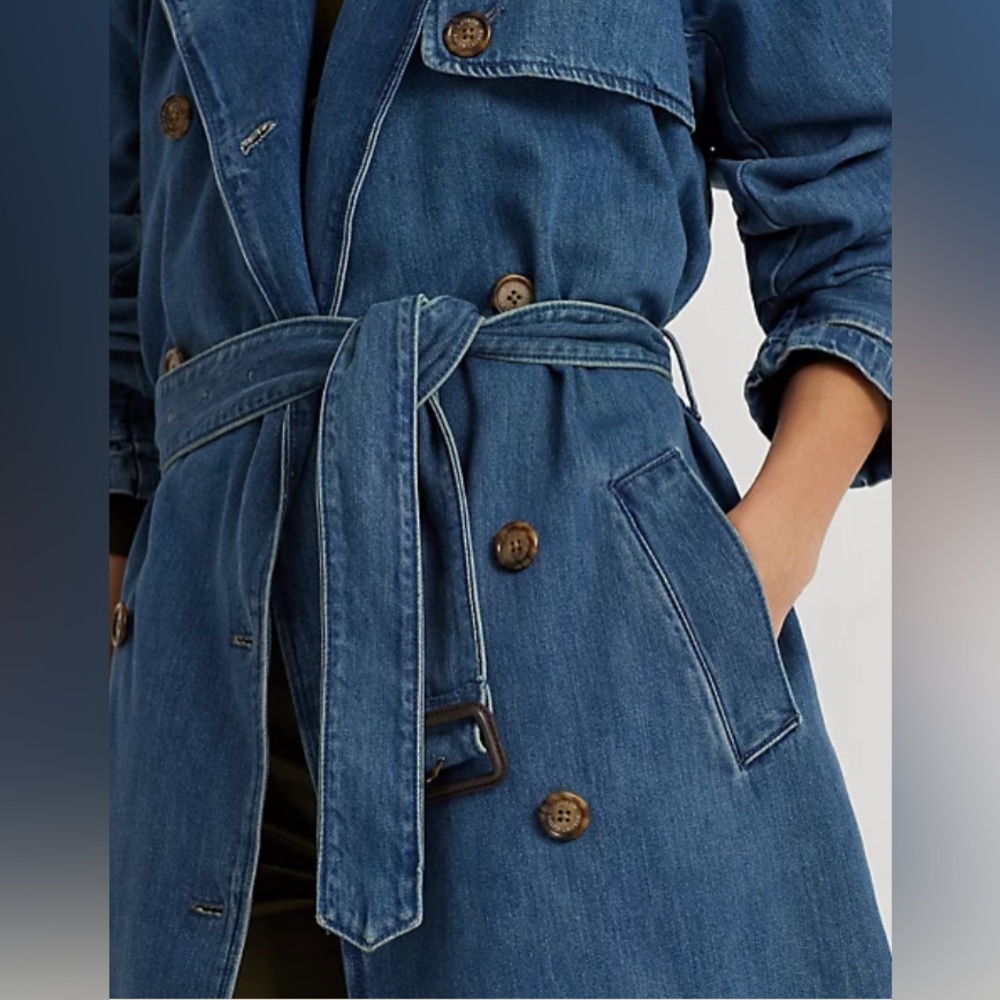 Lauren Ralph Lauren Denim Trench Coat NEW WITHOUT TAGS - Picture 2 of 7